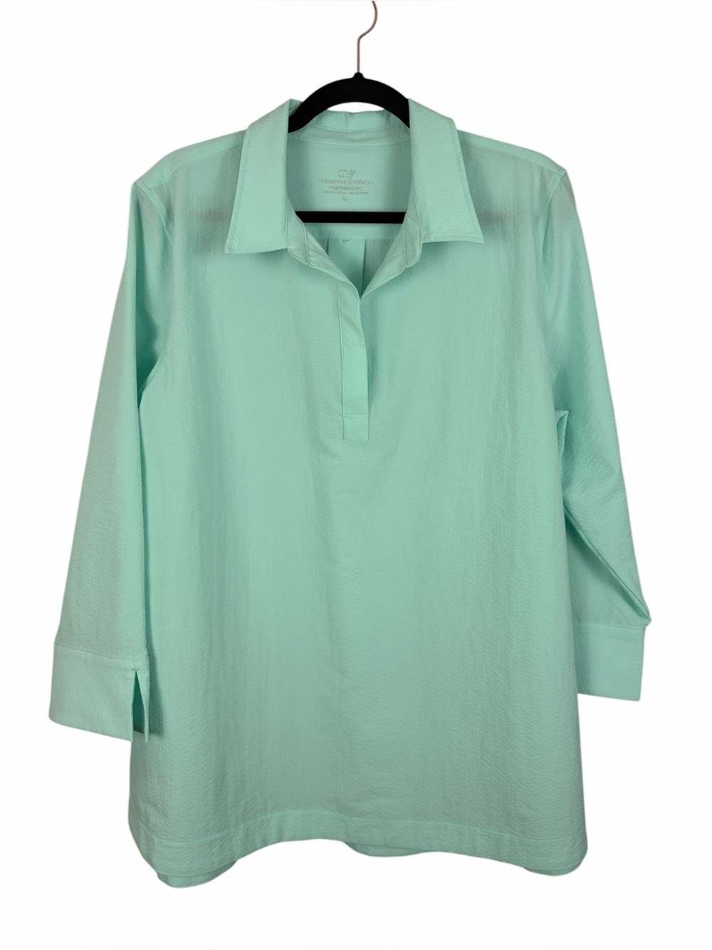 Vineyard Vines Performance Top Xl Mint Green Tunic 3/4 Sleeve Pullover Golf